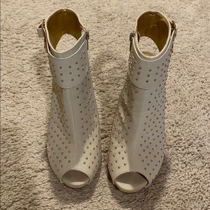 Studded peep toe heels